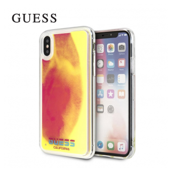 Maska Guess Faceplate Liquid za iPhone X/ XS roze zuta.