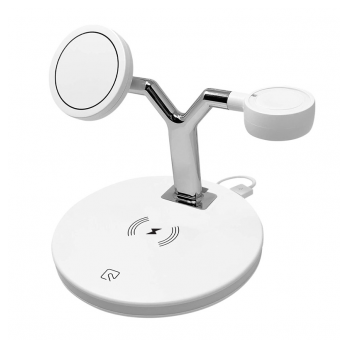 Bezicni punjac 3u1 magnetni za Apple Watch, AirPods iPhone beli