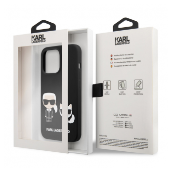 Maska Karl Lagerfeld Silicone Case Karl&Choupette za iPhone 13 Pro 6.1 in crna.