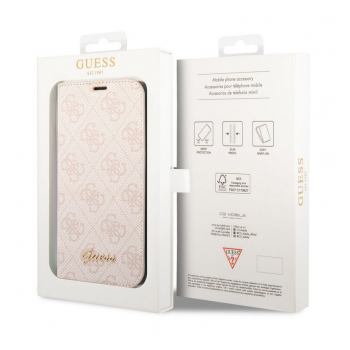 Maska na preklop Guess PC/ TPU 4G Metal Camera Outline Book za iPhone 14 Pro Pink.
