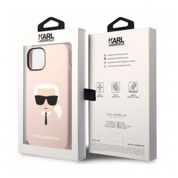 Maska Karl Lagerfeld Liquid Silicone Karl Head za iPhone 14 Pink.