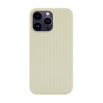 Maska Knit za iPhone 14 Pro Max bela.