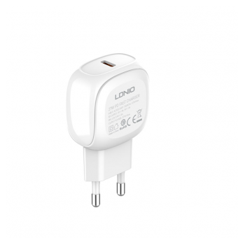 Kucni punjac LDNIO A1206C PD 27W sa kablom Type-C na iPhone Lightning beli 1m