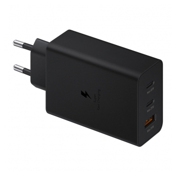 Kucni punjac Fast Charging Adapter Trio (USB-Cx2,USB-A) za Samsung PD 65W sa kablom Type-C na Type-C crni