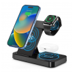 Bezicni punjac B-18 4u1 za 2x iPhone,Airpods,Apple Watch 15W crni