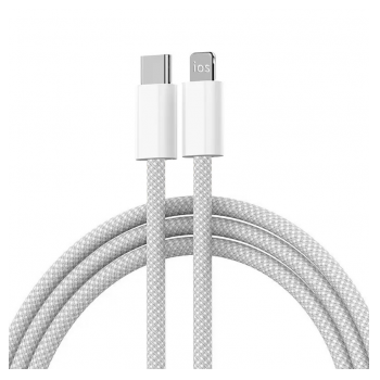 Kabel Braided PD Type-C na Lightning 20W beli