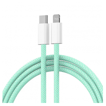 Kabel Braided PD Type-C na Lightning 20W zeleni