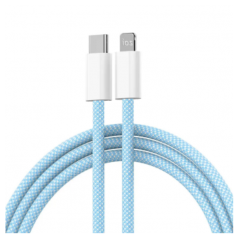 Kabel Braided PD Type-C na Lightning 20W plavi