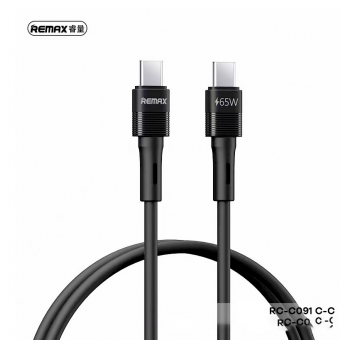 Kabel REMAX Leya RC-C091 Type-C na Type-C 65W PD Fast Charging crni 1m