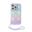 Maska Guess Hc PC TPU Iridescent Glitter Pattern Peony Cordstrap za iPhone 15 Pro ljubicasta