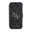 Maska Guess Bk Pu leather 4G Metal Logo za iPhone 15 siva