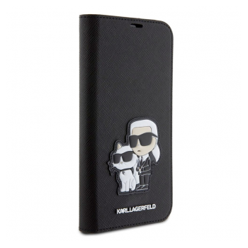 Maska Karl Lagerfeld Saffiano BP Nft Karl&Choupette za iPhone 15 Pro Max crna