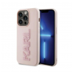 Maska Karl Lagerfeld 3D Rubber Glitter Logo za iPhone 15 Pro roze