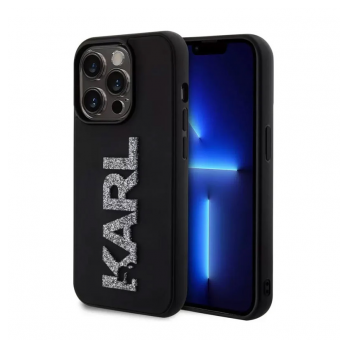 Maska Karl Lagerfeld 3D Rubber Glitter Logo za iPhone 15 Pro Max crna