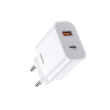 Kucni punjac REMAX RP-U68 USB-A USB-C PD20W + kabel Type-C na lightning beli