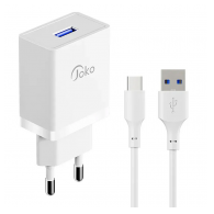 Kucni punjac KONFULON Joko JK77 12W sa kablom USB na Type-C beli 1m