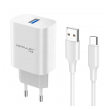 Kucni punjac KONFULON Joko C87 15W sa kablom USB na Type-C beli 1m