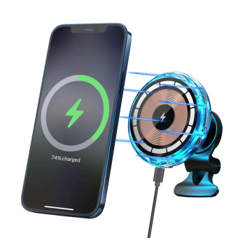 Auto drzac za telefon magnetni sa bezicnim punjenjem C25 crni