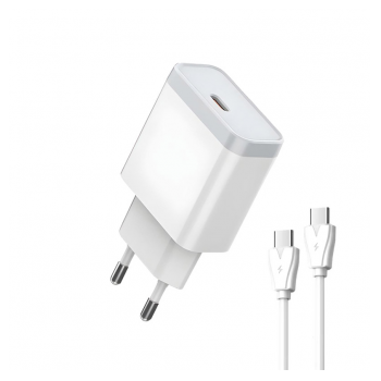 Kucni punjac LDNIO Q122 PPS PD 27W sa kablom Type-C na Type-C beli