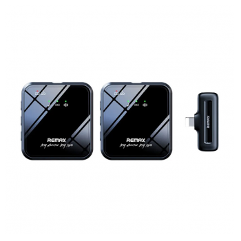 Bezicni mikrofon Lavalier REMAX K12 2u1 za mobilni telefon iPhone Lightning crni