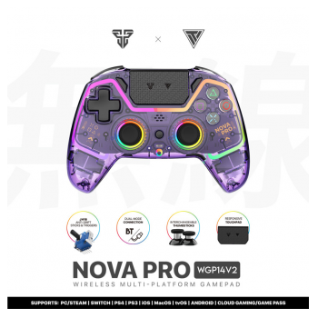 Joypad wireless Fantech WGP14V2 NOVA PRO multiplatform RGB CLEAR ljubicasti