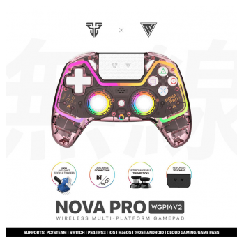 Joypad wireless Fantech WGP14V2 NOVA PRO multiplatform RGB CLEAR sakura