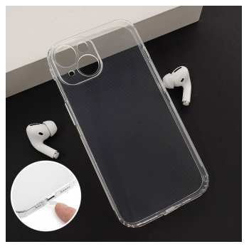 Maska Skin Silikon with pluggy za iPhone 15 transparent