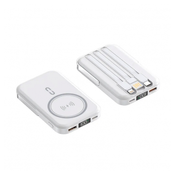 Power Bank MagSafe sa drzacem za telefon 5000 mAh beli