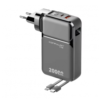 Kucni punjac KONFULON A57Q 20W sa Power Bank baterijom 20000mAh i 2u1 kablom beli