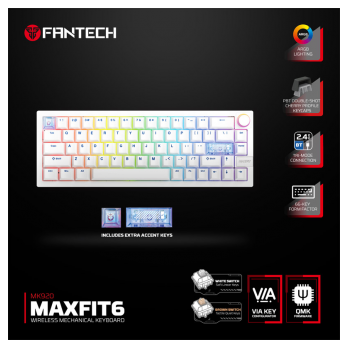 Tastatura Mehanicka Gaming Fantech MK920 RGB Maxfit 6 Wireless bela (brown switch)