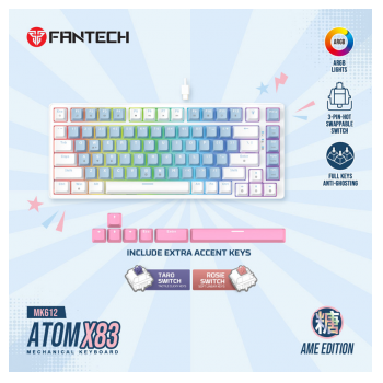 Tastatura Mehanicka Gaming Fantech MK612 Atom x83 AME plava (rosie switch)