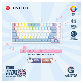 Tastatura Mehanicka Gaming Fantech MK612 Atom x83 AME bela (rosie switch)