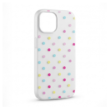 Maska Candy Dots za iPhone 15 bela