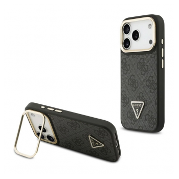 Maska Guess 4G PU Triangle Logo & Stand Camera Magsafe za iPhone 17 Pro/ 18 Pro crna