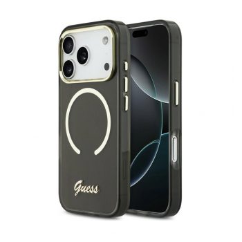 Maska Guess IML Script Metal MagSafe za iPhone 17 Pro Max/ 18 Pro Max crna