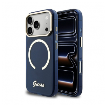 Maska Guess IML Script Metal MagSafe za iPhone 17 Pro plava