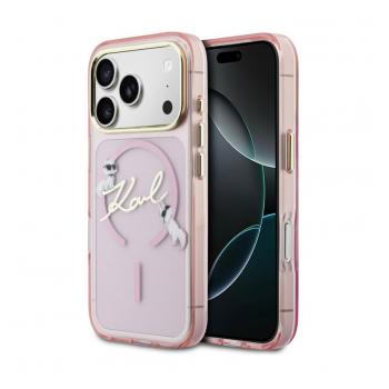 Maska Karl Lagerfeld IML Choupettes Karl Script Logo MagSafe za iPhone 17 Pro Max pink