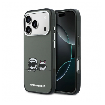 Maska Karl Lagerfeld IML Karl & Choupette Peekaboo Logo MagSafe za iPhone 17 Pro Max siva
