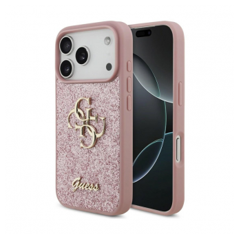 Maska Guess Fixed Glitter Big 4G za iPhone 17 Pro/ 18 Pro pink