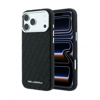 Maska Karl Lagerfeld Grained Allover Elongated Magsafe iPhone 17 Pro/ 18 Pro crna
