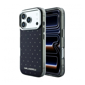Maska Karl Lagerfeld IML Rhinestones Allover and Electroplated Logo za iPhone 17 Pro/ 18 Pro crna
