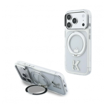 Maska Karl Lagerfeld IML Ring Stand 360 Kameo Metal Magsafe za iPhone 17 Pro Max/ 18 Pro Max transparent