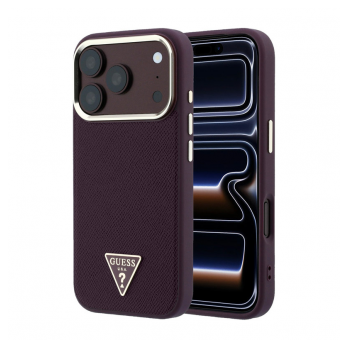 Maska Guess Grained Triangle Logo MagSafe za iPhone 17 Pro Max/ 18 Pro Max bordo