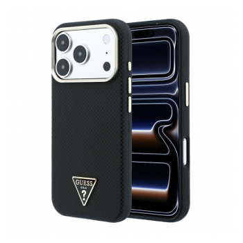 Maska Guess Kevlar Triangle Logo MagSafe za iPhone 17 Pro / 18 Pro crna