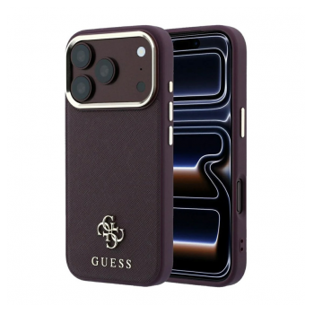 Maska Guess Saffiano Small 4G & Classic Logo MagSafe za iPhone 17 Pro / 17 Pro bordo