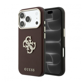 Maska Guess Smooth & Big Strass Logo za iPhone 17 Pro/ 18 Pro bordo