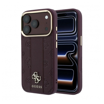 Maska Guess Stripe Peony 4G Logo MagSafe za iPhone 17 Pro/ 18 Pro bordo